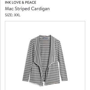 Ink love and peace super soft cardigan grey stripe